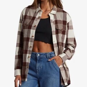 Roxy Checkered Shirt in Brown and Cream